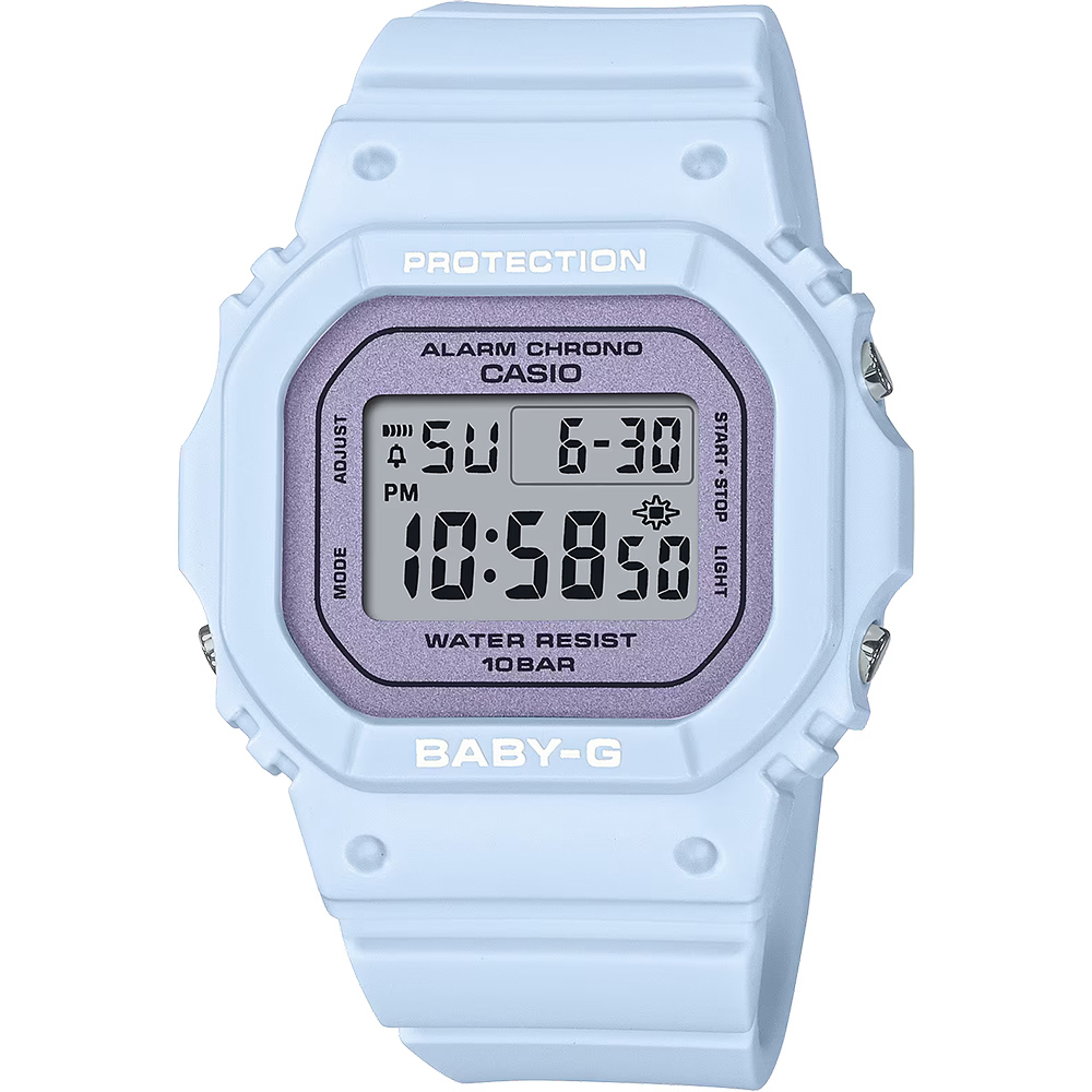 CASIO 卡西歐 BABY-G 春季色彩方形女錶電子錶-紫丁香 BGD-565SC-2, , large