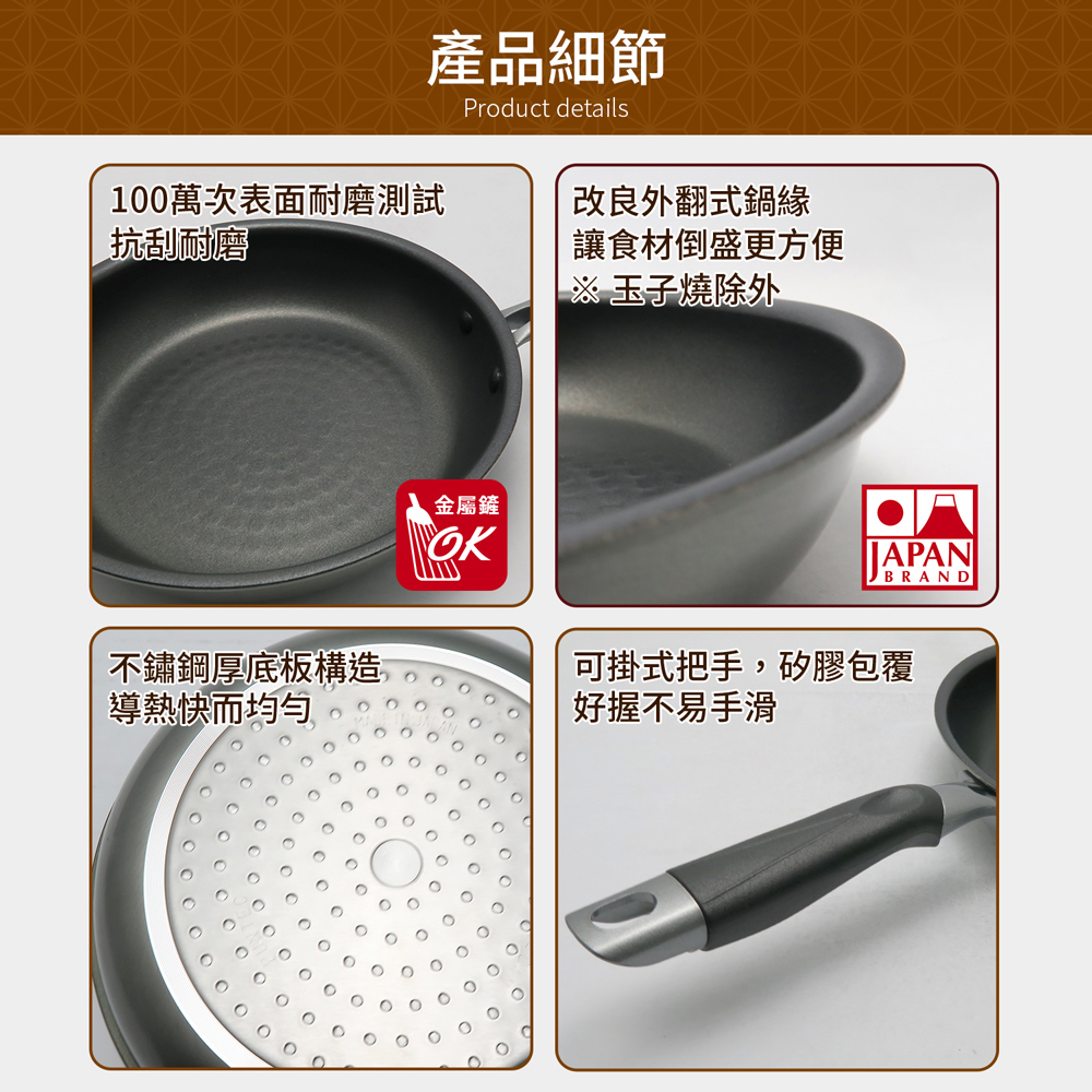 【日本竹原】日本製霞星空銀IH不沾平底鍋20cm(含蓋)可用金屬鏟/不挑爐具, , large
