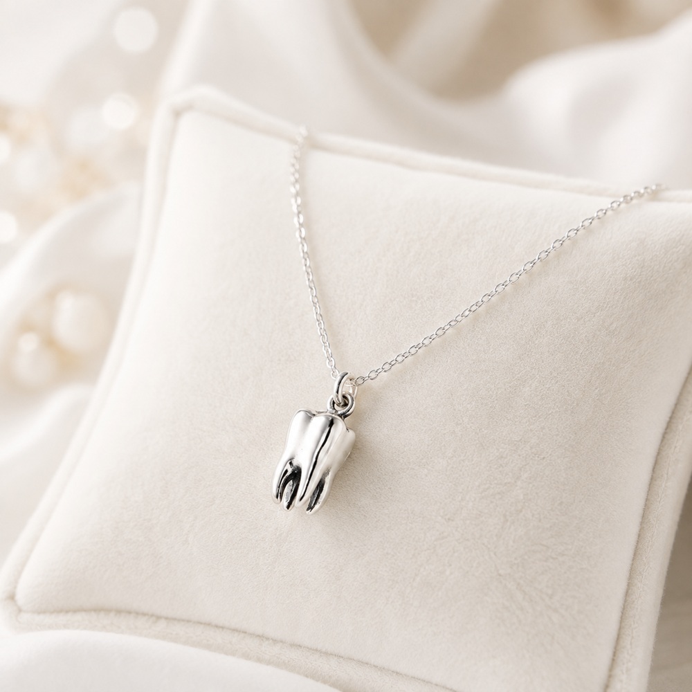 【Angel & Me】3D 牙齒 s925 純銀項鍊 生日情人節禮物 新品, , large