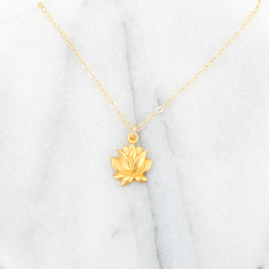 【Angel & Me】Love Lotus s925 sterling silver 24k gold plated necklace gift, , large