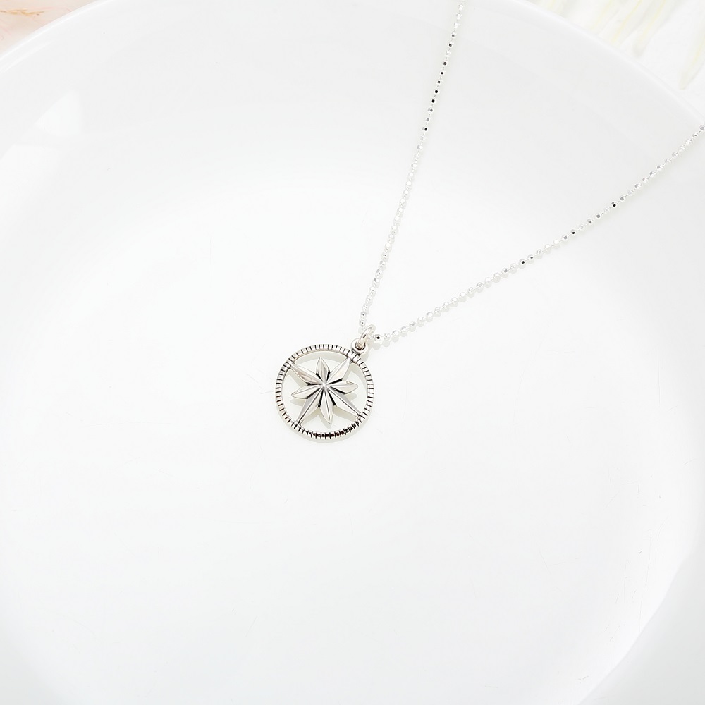 【Angel & Me】Lucky Large Compass Hope s925 sterling silver necklace birthday gift, , large
