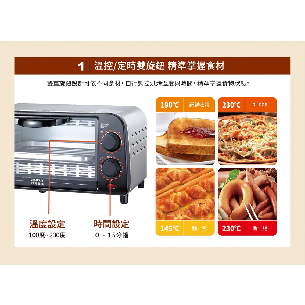 SANLUX 台灣三洋 9公升電烤箱 SK-09D, , large
