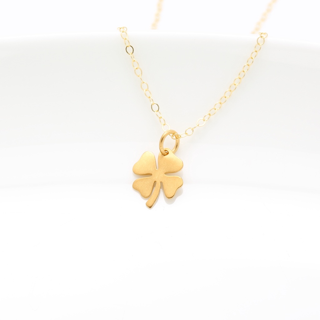 【Angel & Me】Four Leaf Clover s925 sterling silver 24k gold plated necklace, , large