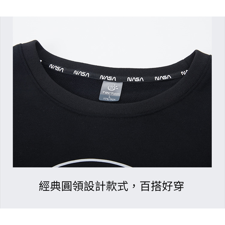 TECTOPxNASA 圓領長袖大學T恤AHB612721(原版授權 經典設計 百搭好穿), , large