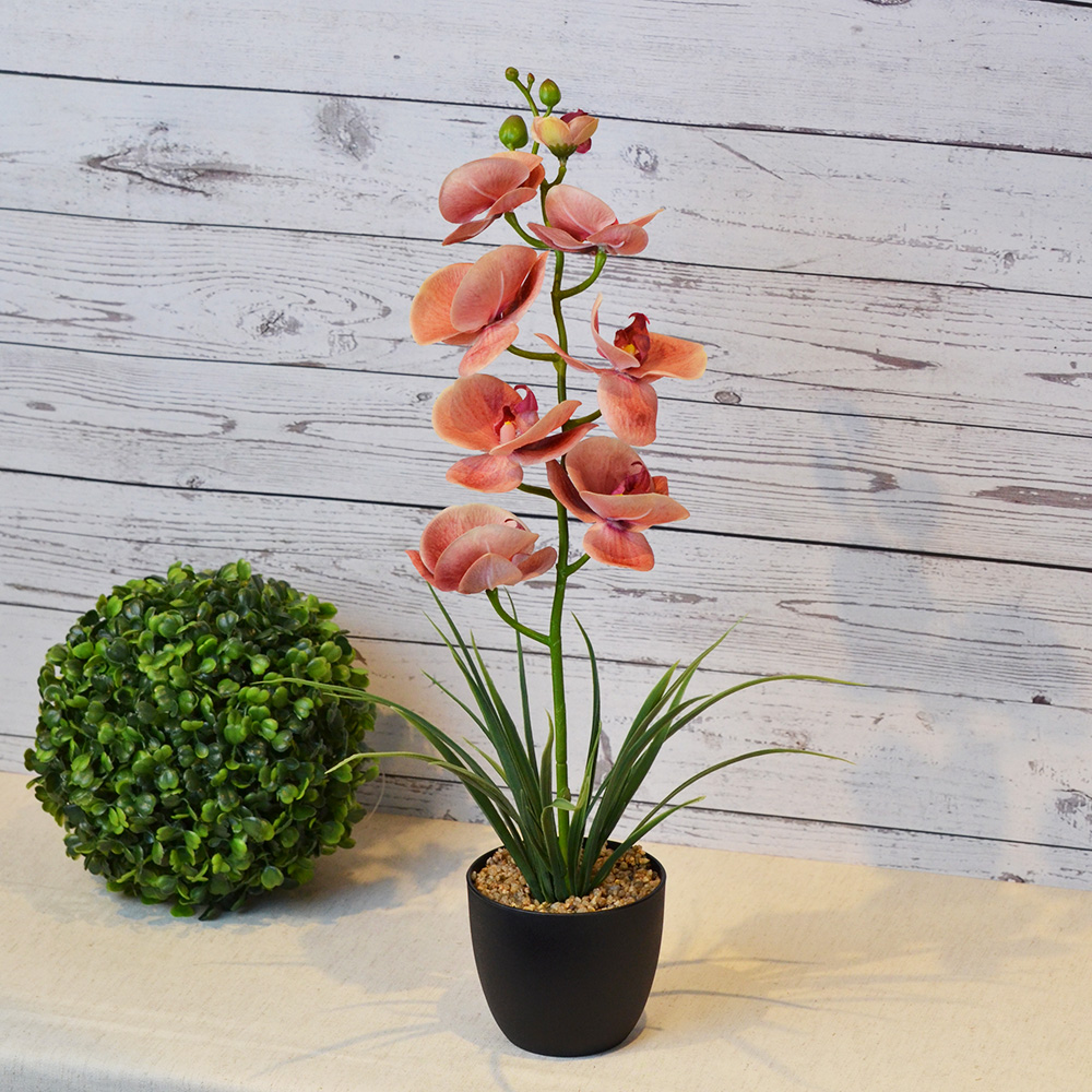 【YU Living】人造大蘭花盆 仿真蘭花盆栽 高37cm-桃色, , large