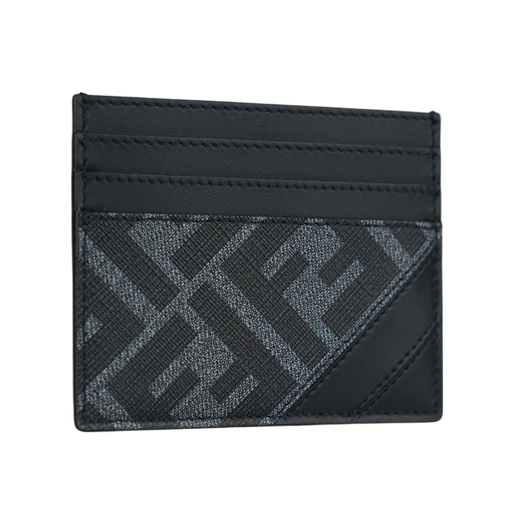 FENDI Diagonal FF Logo 帆布及皮革6卡卡片夾/名片夾/牛仔藍, , large