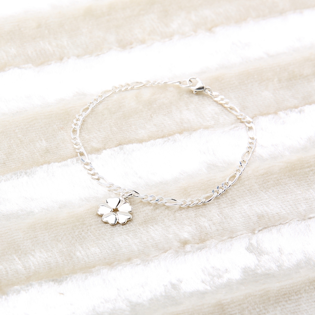 【Angel & Me】Love Clover Flower s925 sterling silver bracelet Anklet gift, , large