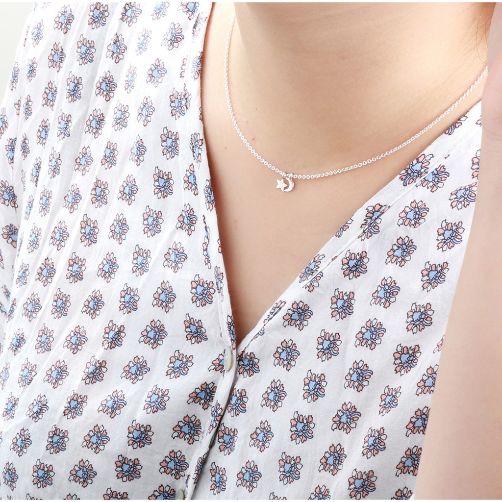 【Angel & Me】Moon and star s925 sterling silver necklace Valentine Day gift, , large