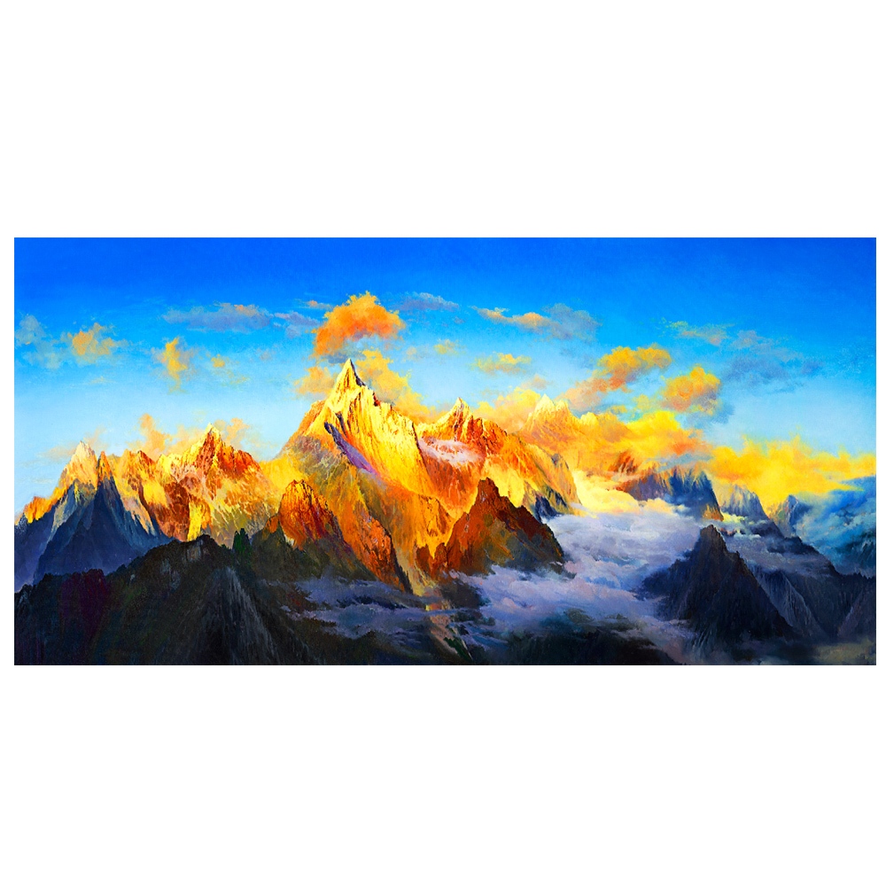 【御畫房】日照金山 國家一級畫師手繪油畫60&times;120cm(VF-145), , large