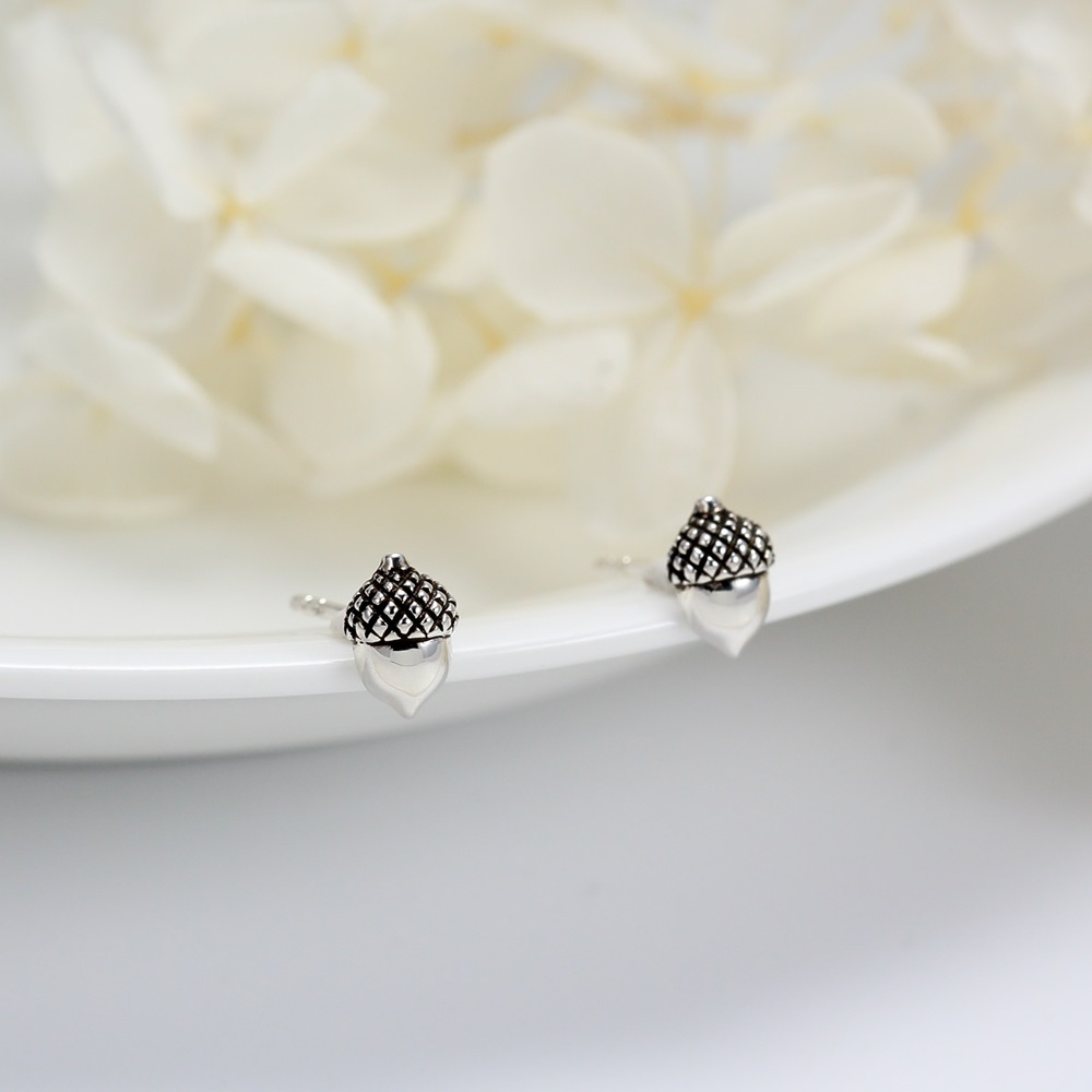 【Angel & Me】Lucky Acorn s925 sterling silver earrings birthday Valentine's gift, , large