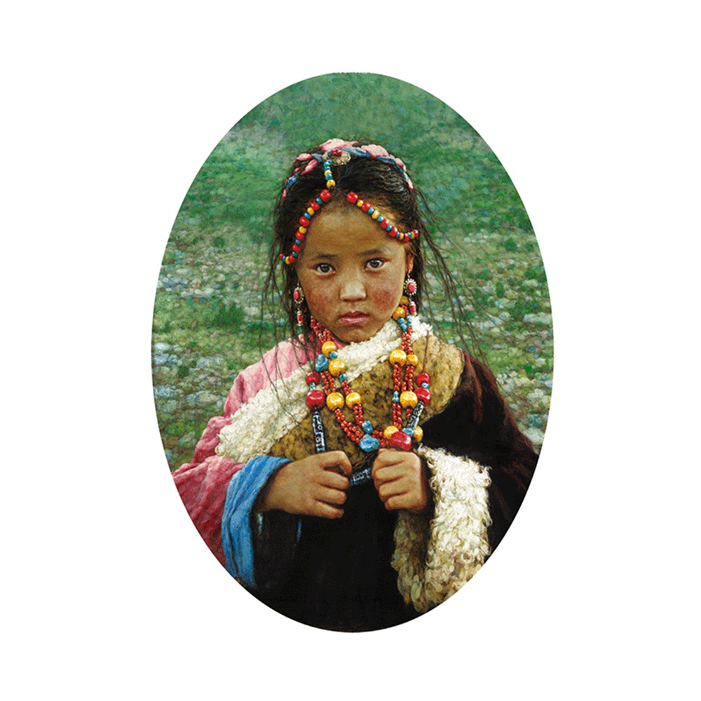 【御畫房】西藏小女孩 國家一級畫師手繪油畫60&times;80cm(VF-04), , large