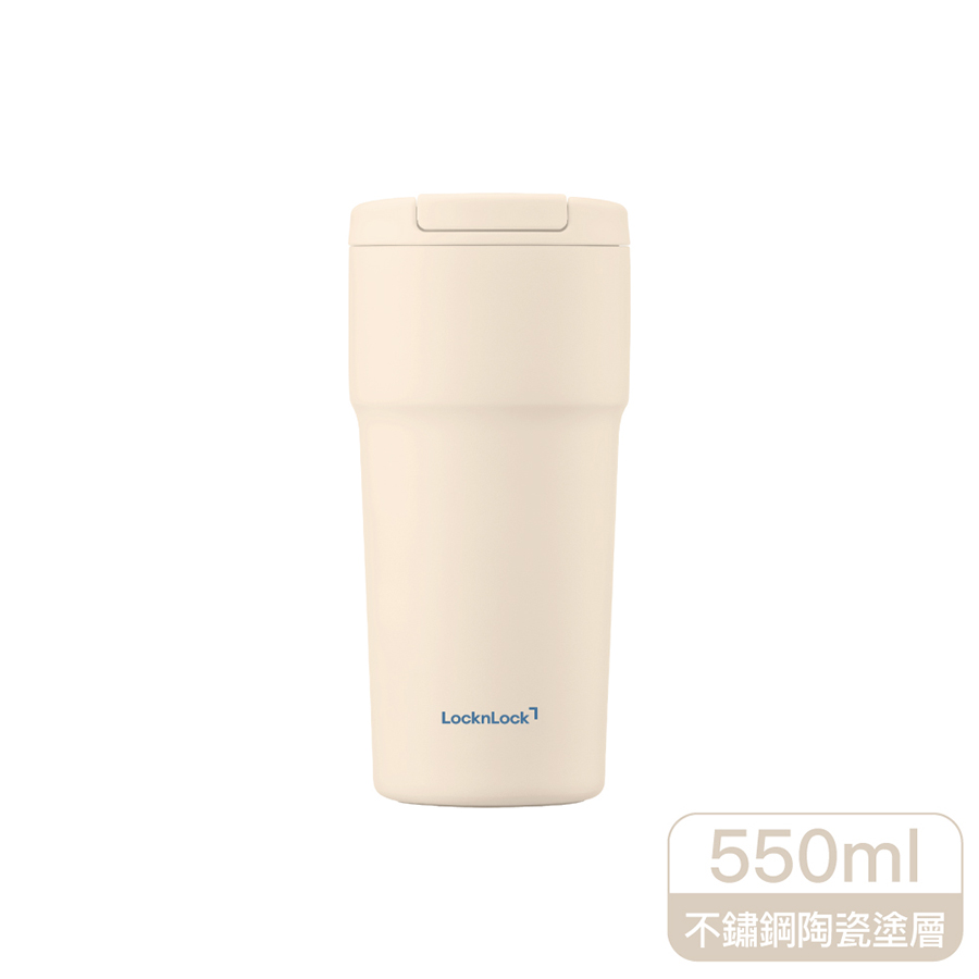 樂扣奶霜瓷感彈蓋隨行杯550ml, , large