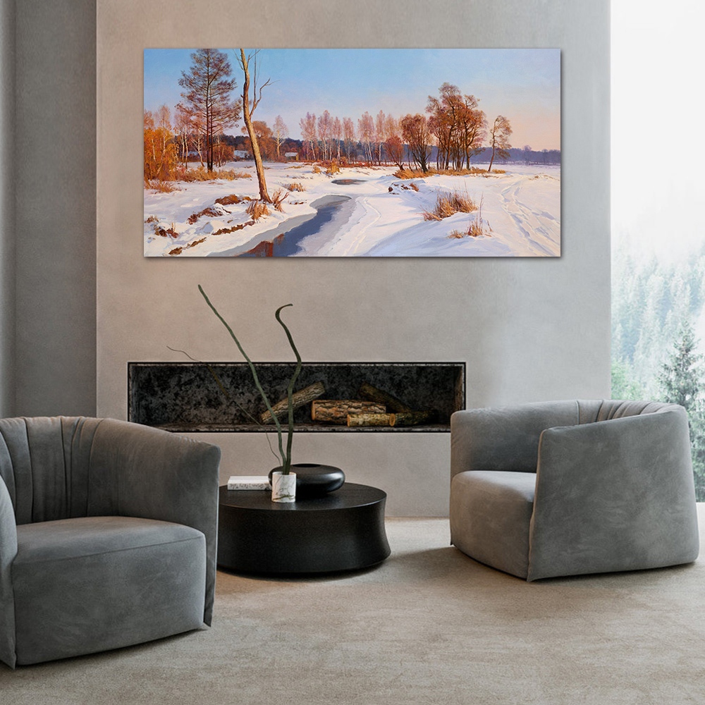 【御畫房】雪鄉 國家一級畫師手繪油畫60&times;120cm(VF-129), , large