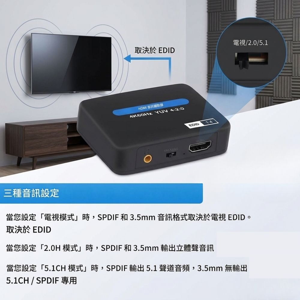 音訊分離器【HDMI/4K60Hz】, , large