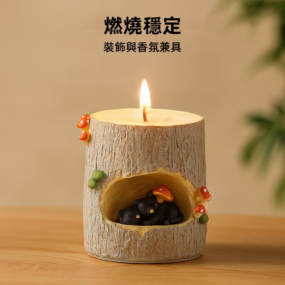 【上手家居】樹洞香氛蠟燭 白茉莉薄荷(香薰蠟燭/芳香蠟燭/蠟燭香氛/精油蠟燭), , large