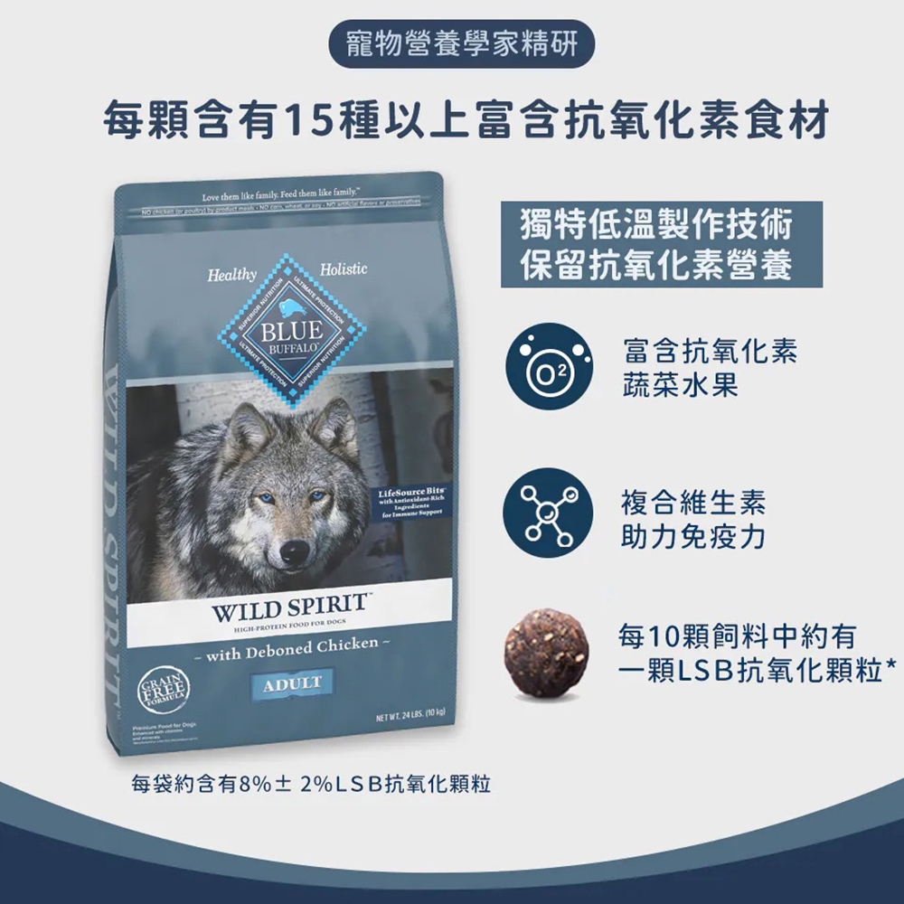 【Blue Buffalo藍摯】原野精靈 去骨雞肉無穀配方13磅 成犬飼料 狗乾糧(狗糧/狗飼料/犬糧), , large