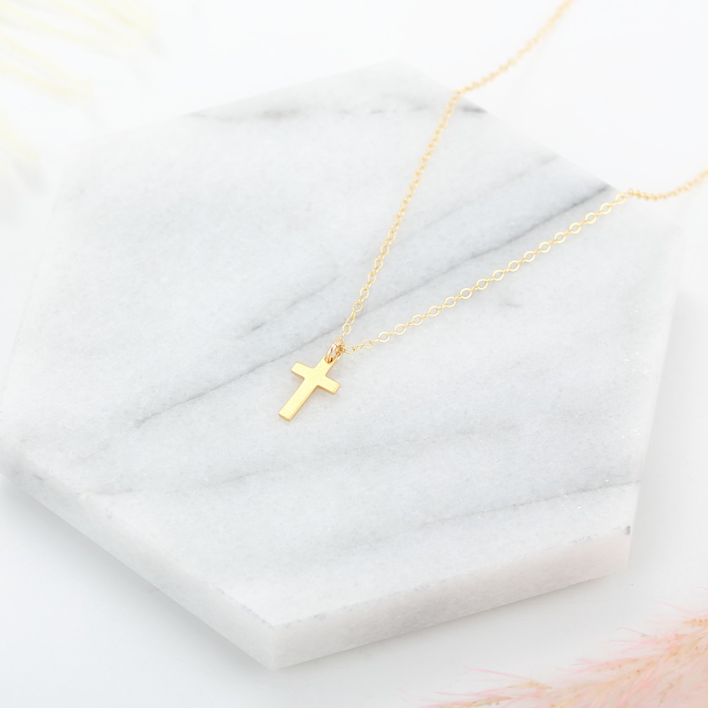 【Angel & Me】Blessed Cross s925 sterling silver 24k gold plated Birthday gift, , large