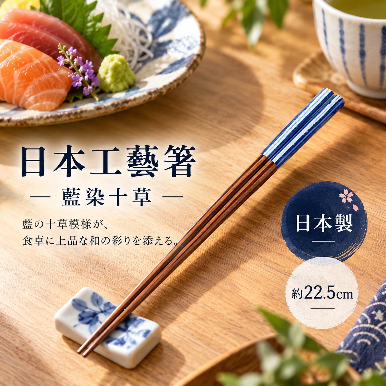 【HIYASU日安工坊】日本工藝箸-藍染十草, , large