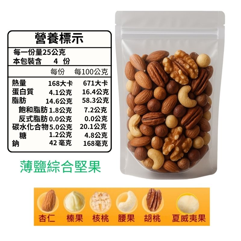 躍進【台灣蘇伯】 薄鹽綜合堅果 100g 手作 堅果 體驗包, , large