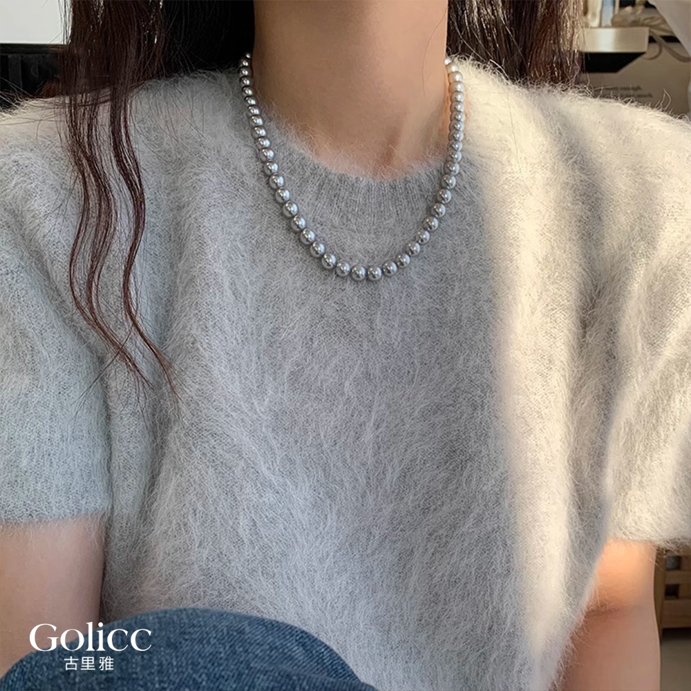 【Gulicc】古莉可 項鍊 最愛經典珍珠項鍊麻灰色, , large