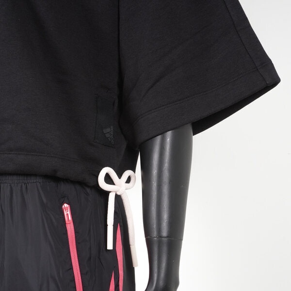 Adidas W SL Sweat 女 短袖上衣 T恤 亞洲版 寬鬆 短版 休閒 穿搭 愛迪達 黑 [H36603], , large