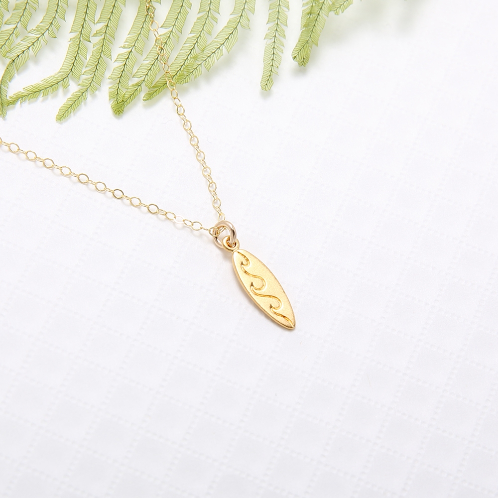 【Angel & Me】Surfboard s925 sterling silver 24k gold plated necklace gift, , large