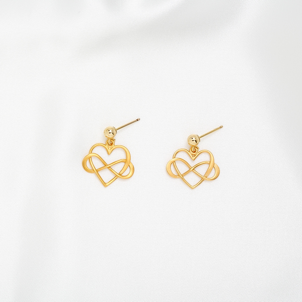 【Angel & Me】Endless love s925 sterling silver 24k gold plated earrings gift, , large