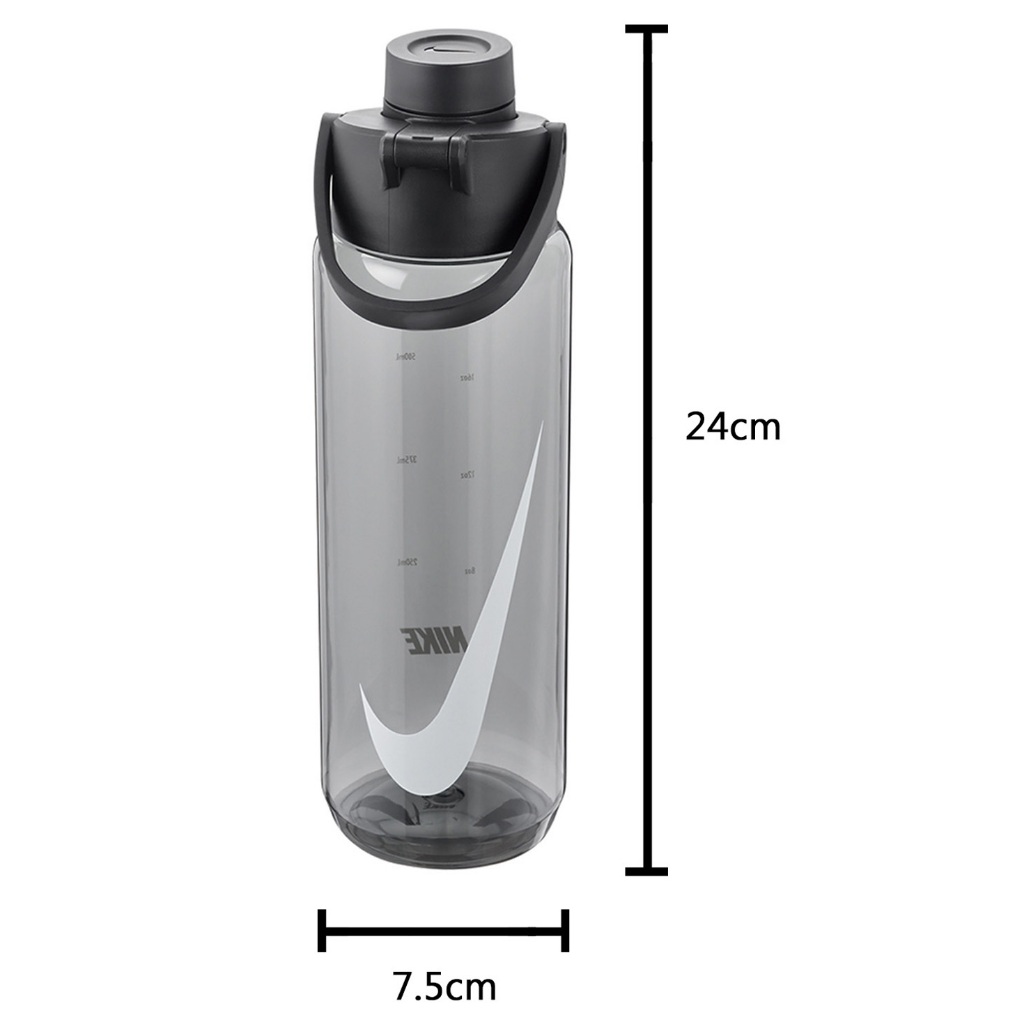 NIKE TR RECHARGE 大口徑水壺 24OZ/709ML 運動水壺 隨身杯 水瓶 可機洗 防漏 耐熱 透明黑, , large