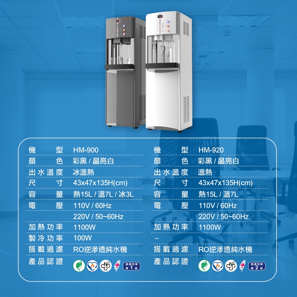 【麗水生活】豪星HM-900 型冰冷熱飲水機落地式飲水機 -白-彩黑 豪星牌 HAOHSING 1007~1010, , large