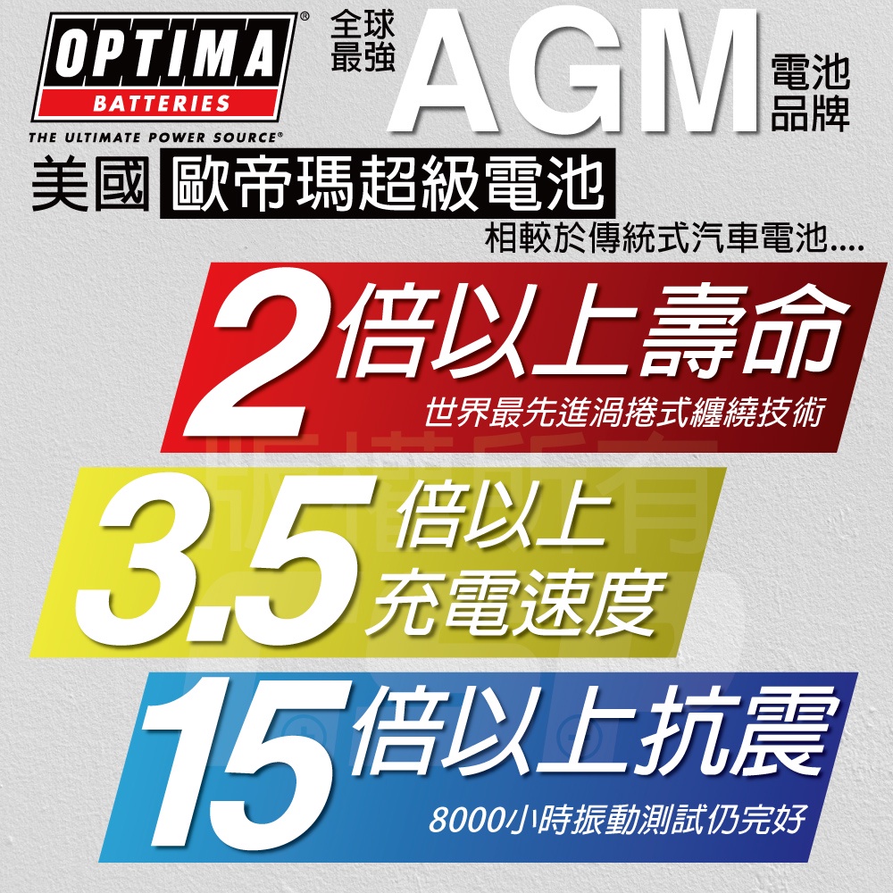 OPTIMA 藍D26R 12V50A 815CCA 船用蓄電池 海運鉛酸電池 海事船舶用鉛酸蓄電池  船舶專用免維護蓄電池, , large