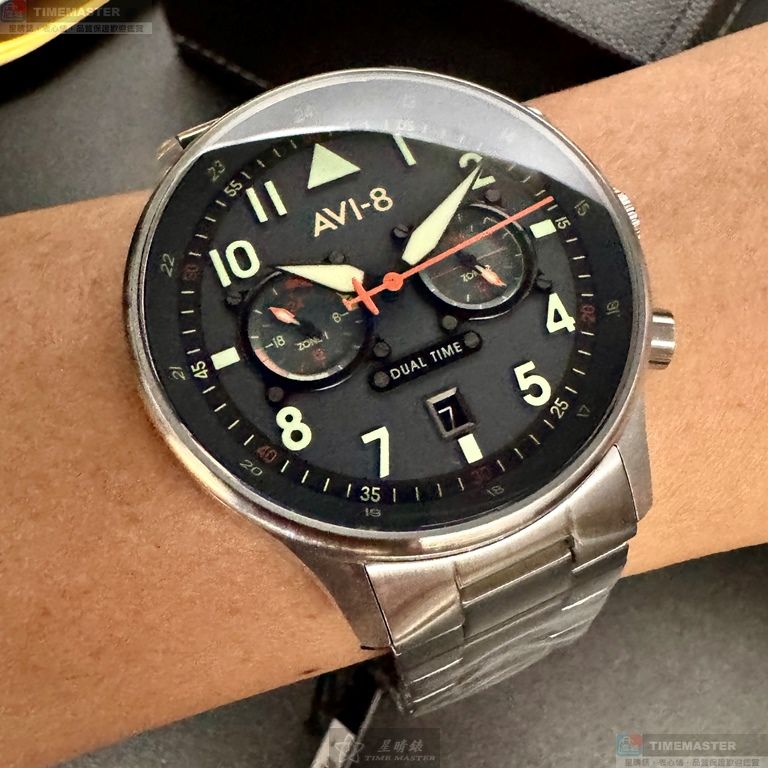[星晴錶業]新品牌手錶,44mm,AV52665藍綠色錶面銀錶殼銀色精鋼錶帶款, , large