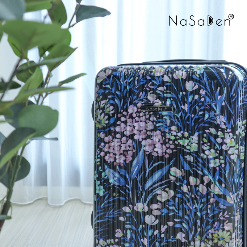 NaSaDen [Black Flower]26" Checked Zipper Luggage, , large