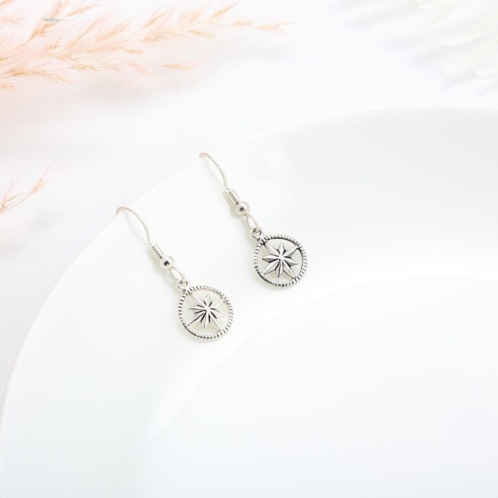 【Angel & Me】Lucky Compass love hope s925 sterling silver earrings birthday gift, , large