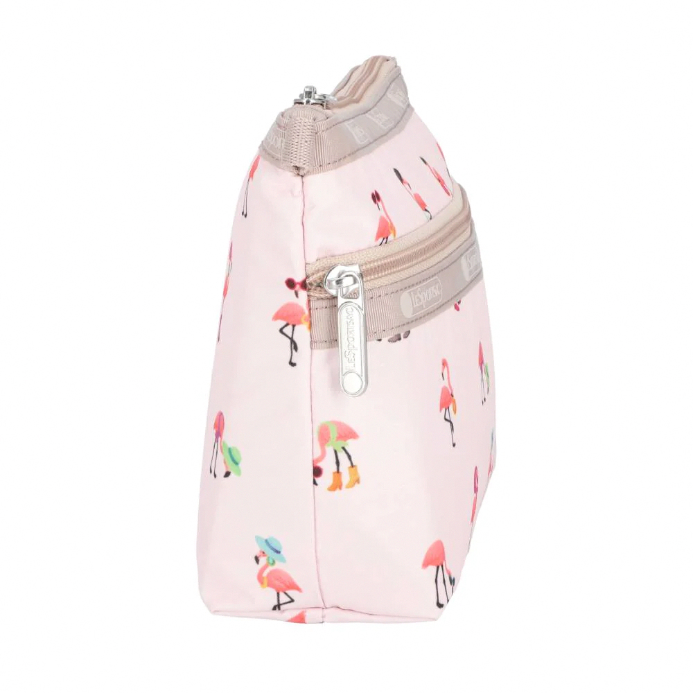 Lesportsac Cosmetic Clutch 雙層拉鍊化妝包 收納袋 盥洗包 女包(紅鶴海島派對), , large