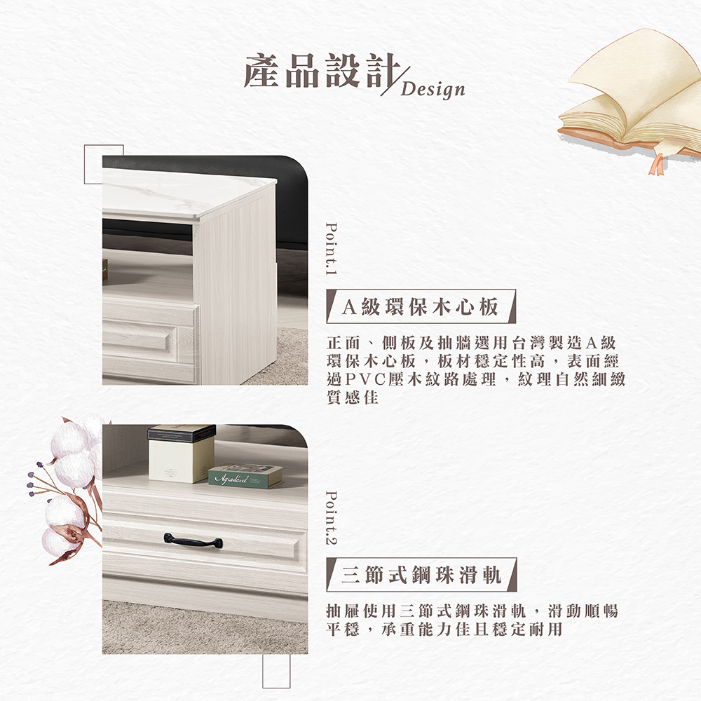 【Hampton 漢汀堡】佐森4尺岩板四抽大茶几, , large
