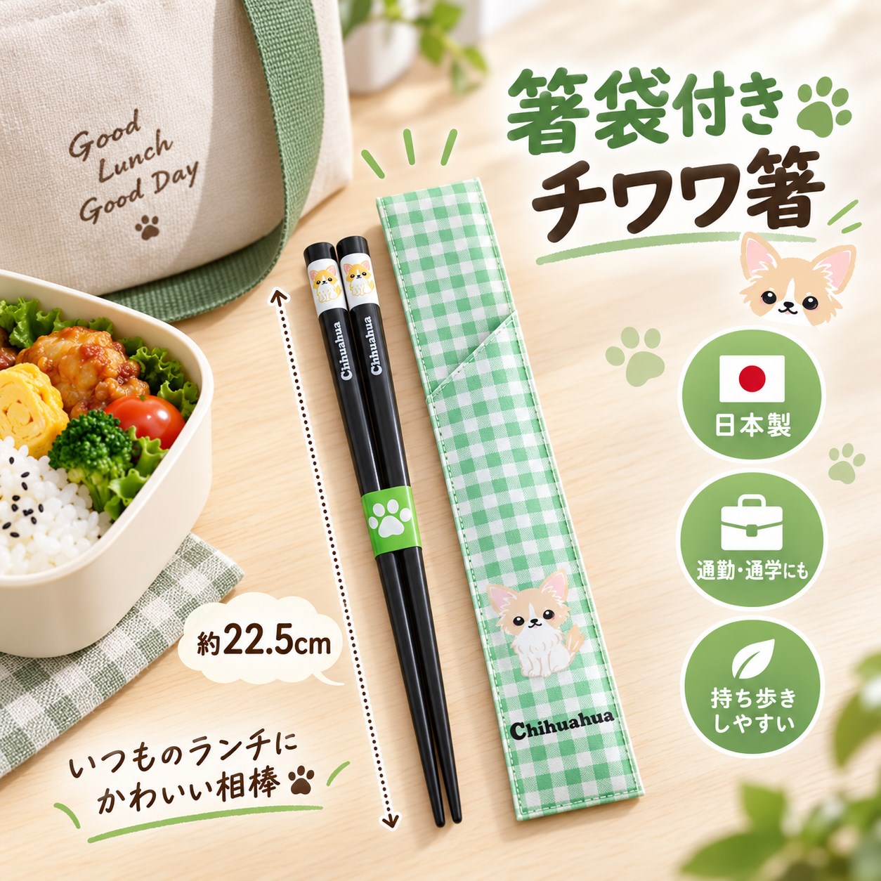 【HIYASU日安工坊】日本工藝箸-吉娃娃 附袋, , large