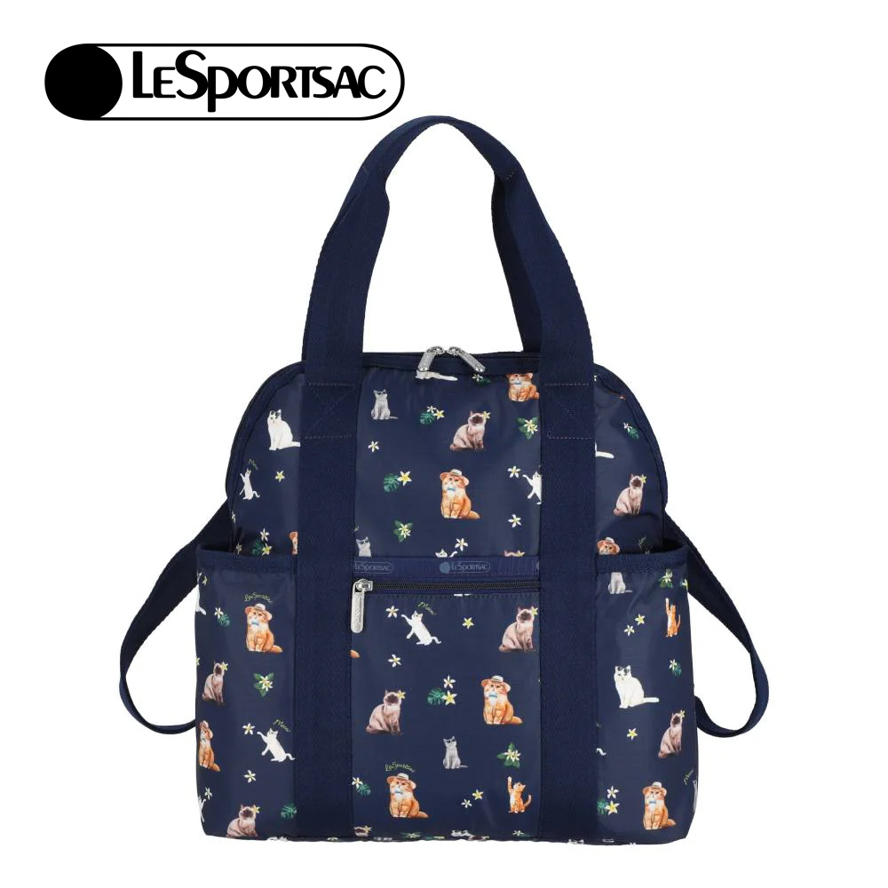 Lesportsac Double Trouble Backpack 手提兩用後背包 媽媽包 送禮 禮物 推薦 女包(熱帶度假貓咪)L261-2442PB-HF95, , large