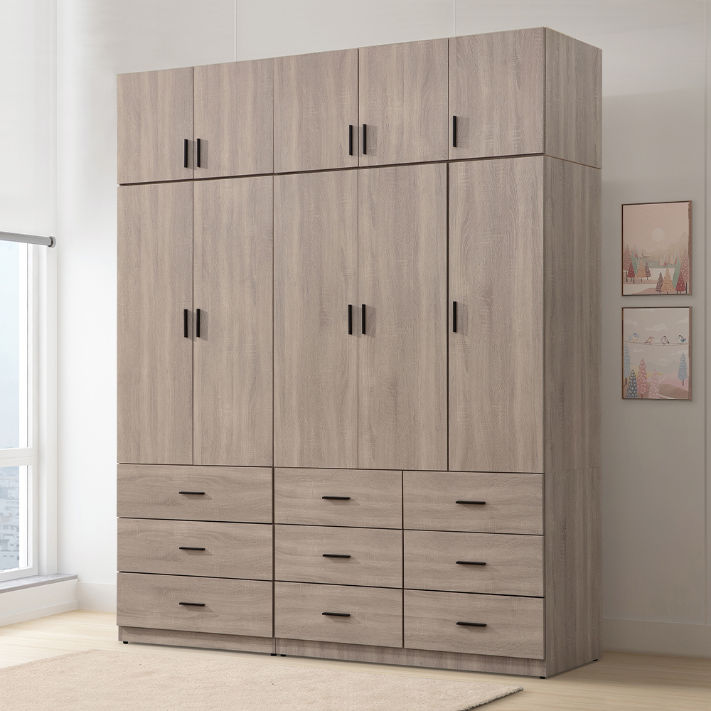 【唯熙傢俱】金柏莉灰橡色4x8.3尺衣櫃, , large