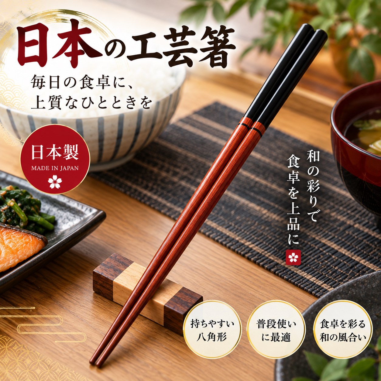 【HIYASU日安工坊】日本工藝箸-雙截黑, , large