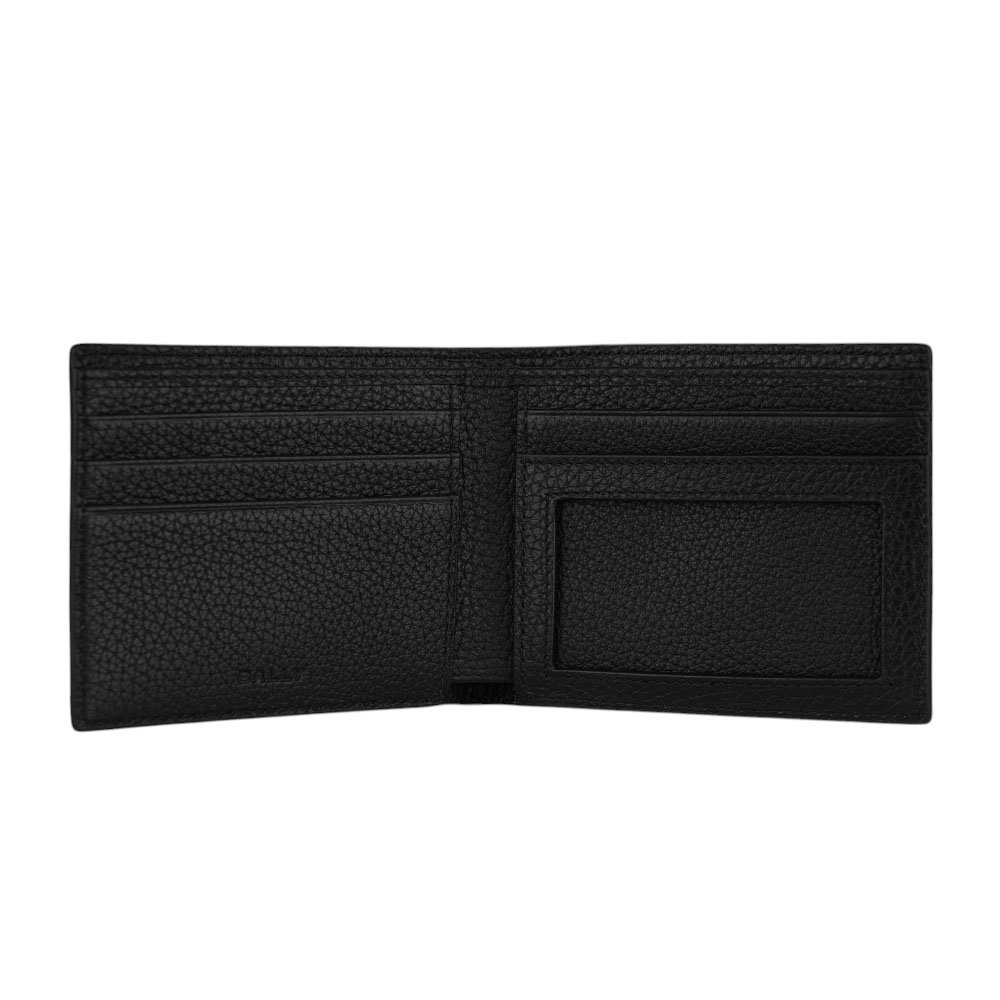 BALLY Ribbon 紅白條紋牛皮對開證件照短夾/黑色, , large