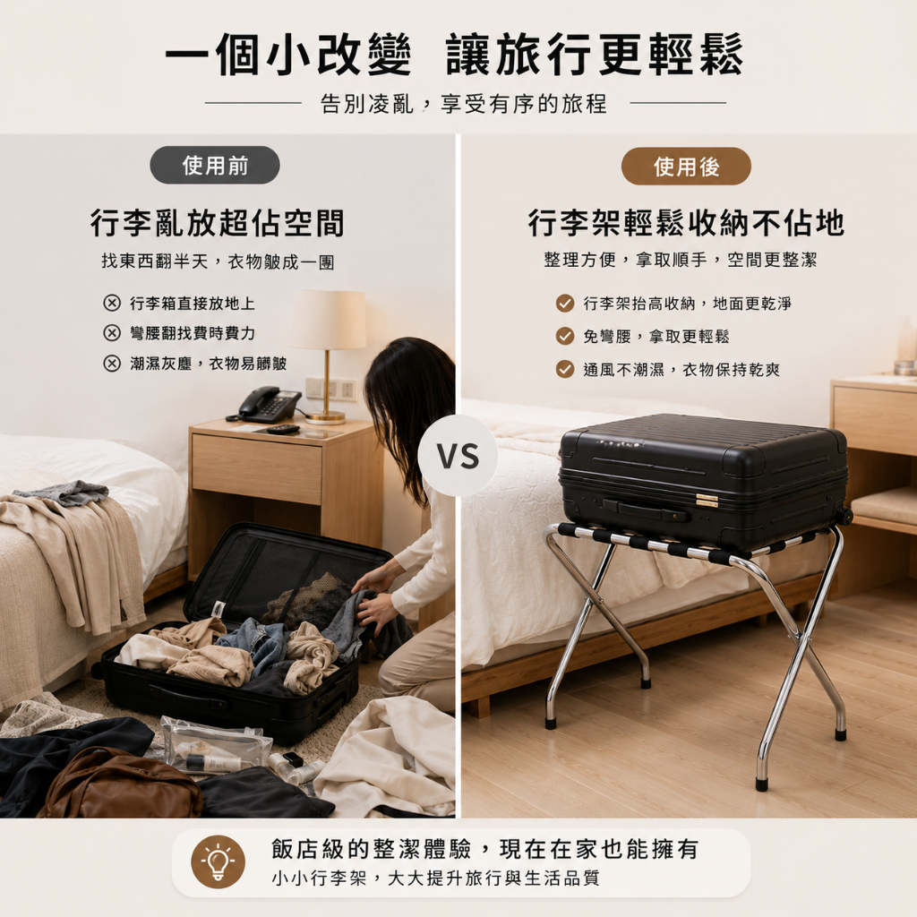 【Roomix】台灣製 25mm粗管 折疊行李架 可超取 電鍍亮鉻 行李箱收納架 衣服包包收納 飯店置物架 落地架 露營, , large