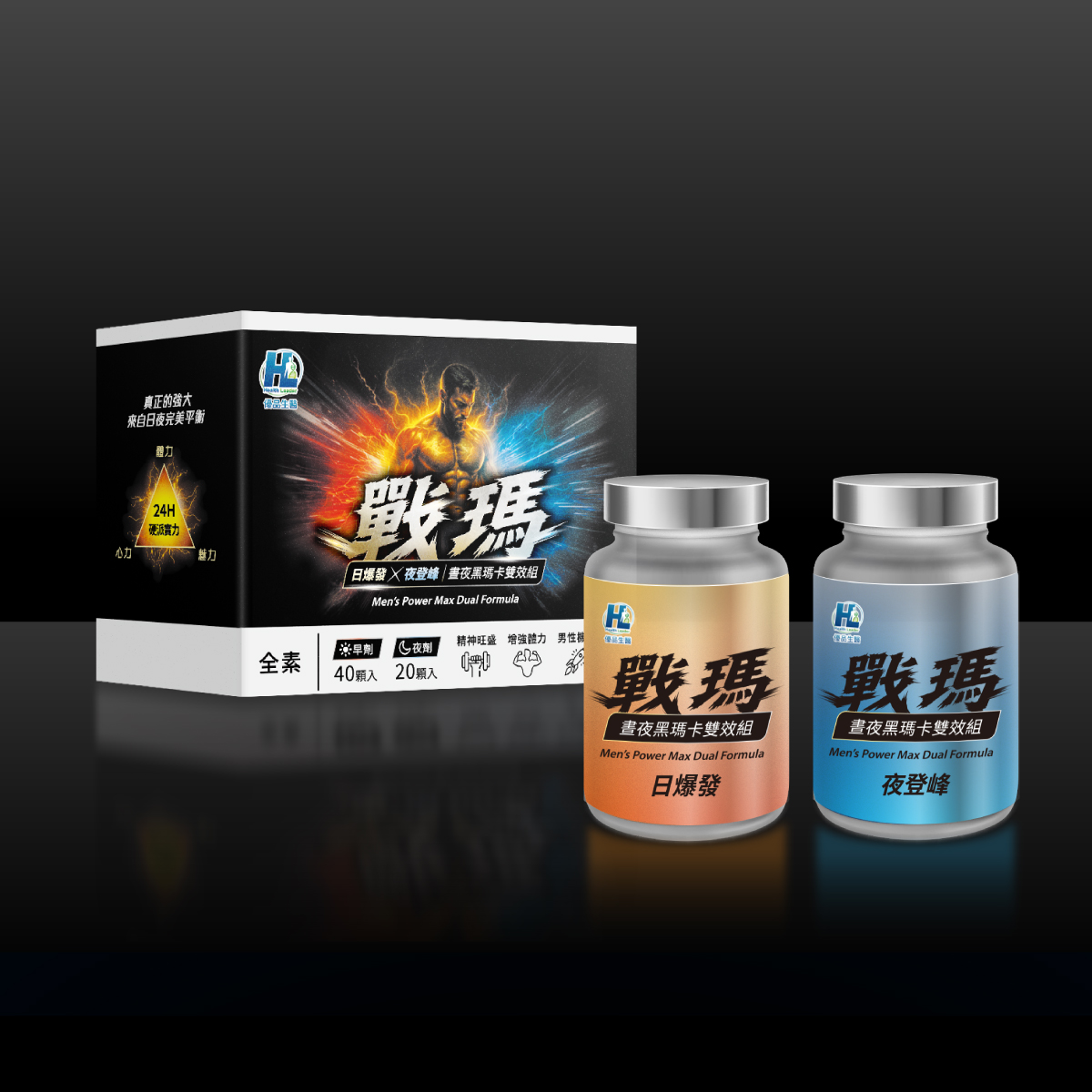 戰瑪-晝夜黑瑪卡雙效組 (黑瑪卡&紅景天、南非醉茄&葫蘆巴), , large