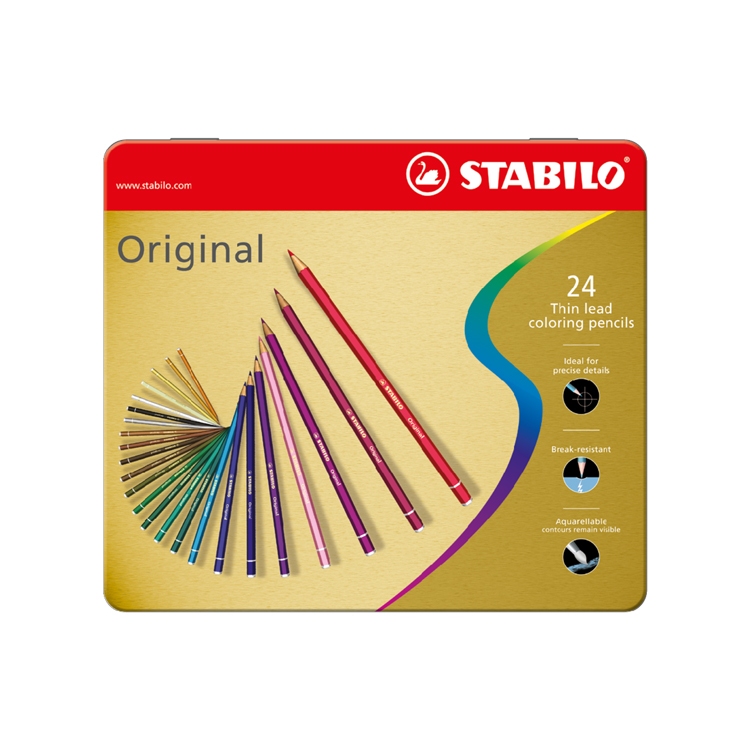 【德國天鵝STABILO】Original 藝術樂細緻色鉛筆12/24/38色(鐵盒)12色(ST8773-6), , large