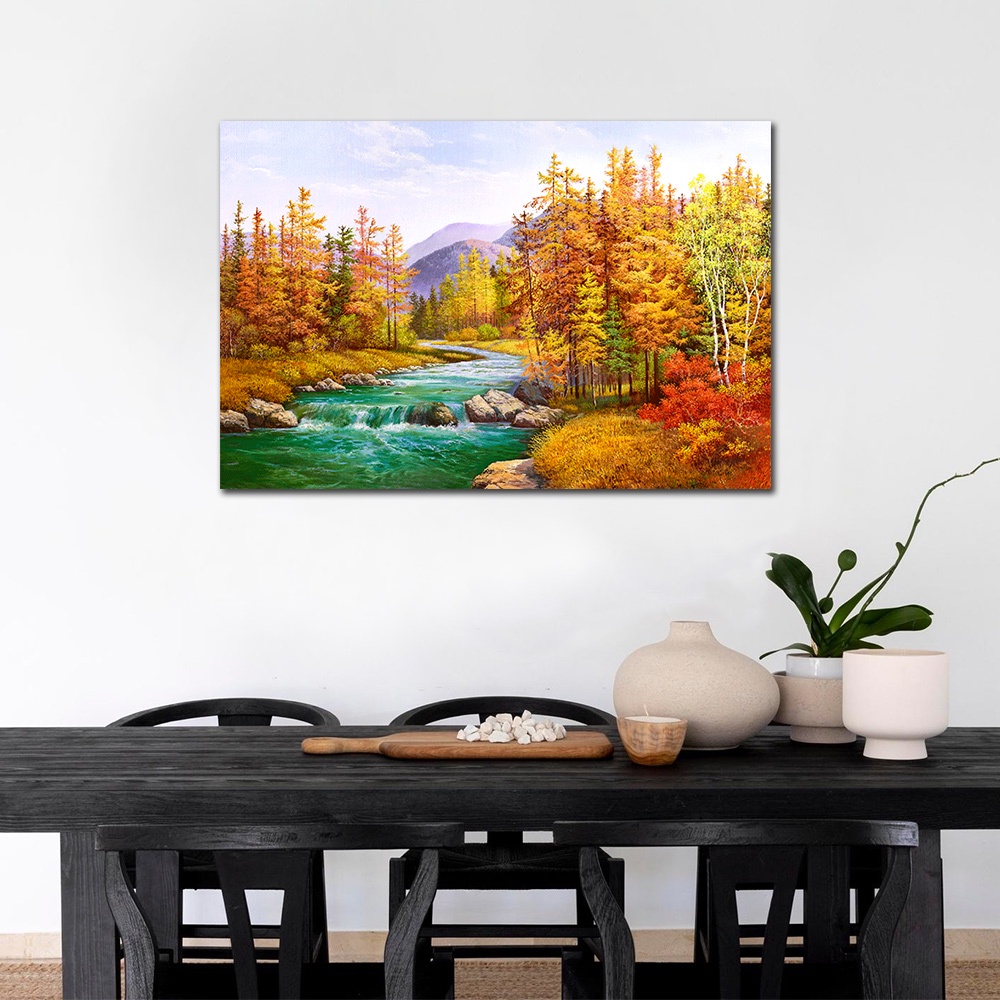 【御畫房】富金風溪流 國家一級畫師手繪油畫60&times;90cm(VF-10), , large