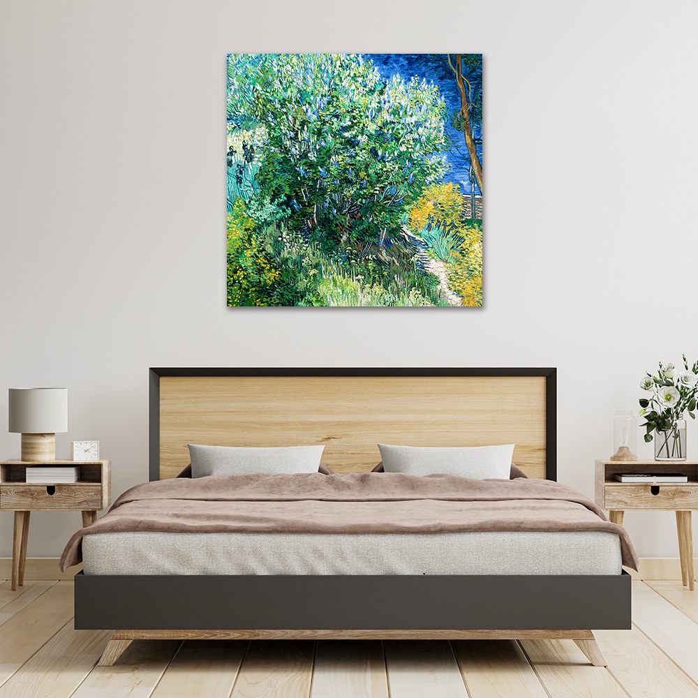 【御畫房】紫丁香花叢 國家一級畫師手繪油畫80&times;80cm(VF-173), , large
