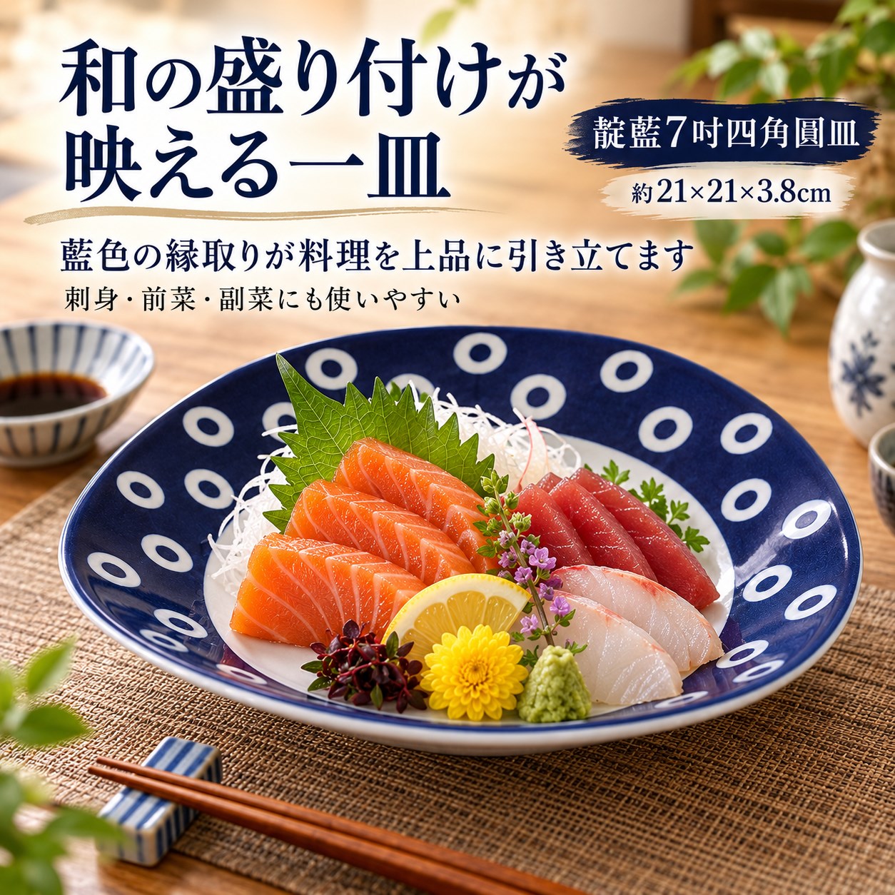 【HIYASU日安工坊】靛藍7吋四角圓皿*^(5), , large