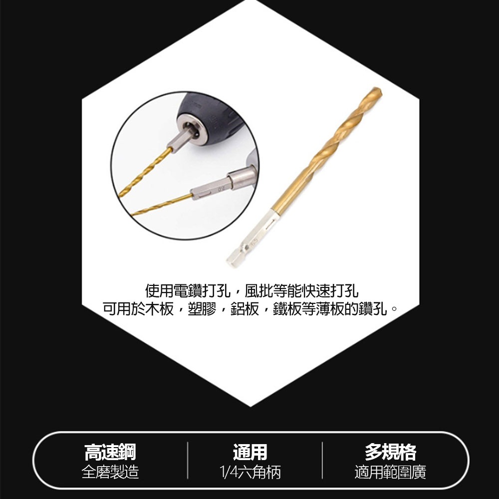 3.2mm hexagonal shank titanium-plated twist drill, , large