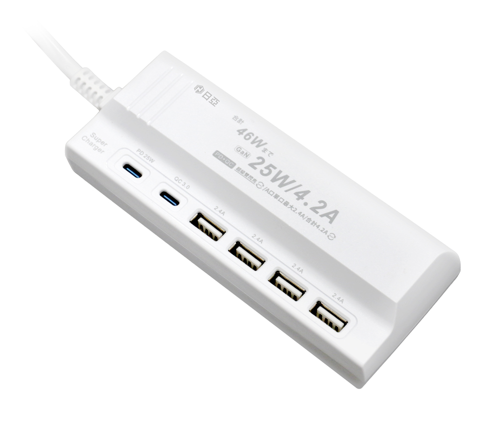 [寶旺旺]日亞 氮化鎵46W PD Type-C+QC3.0閃充6插USB 延長線5尺(1.5M)(新安規) UB-06P, , large