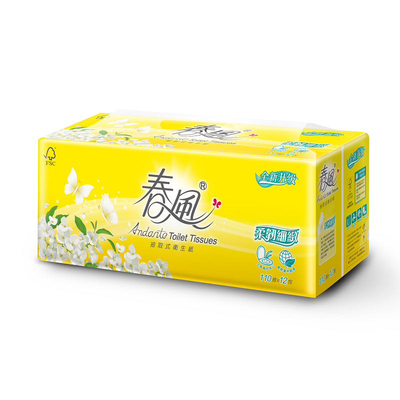 春風柔韌感抽取衛生紙 FSC 110抽*12 包, , large