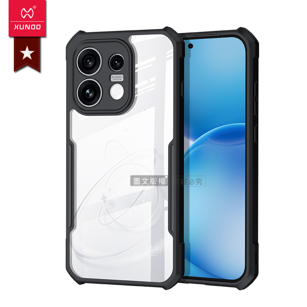 XUNDD訊迪 軍事防摔 OPPO Reno16 F 鏡頭全包覆 清透保護殼 手機殼(夜幕黑), , large